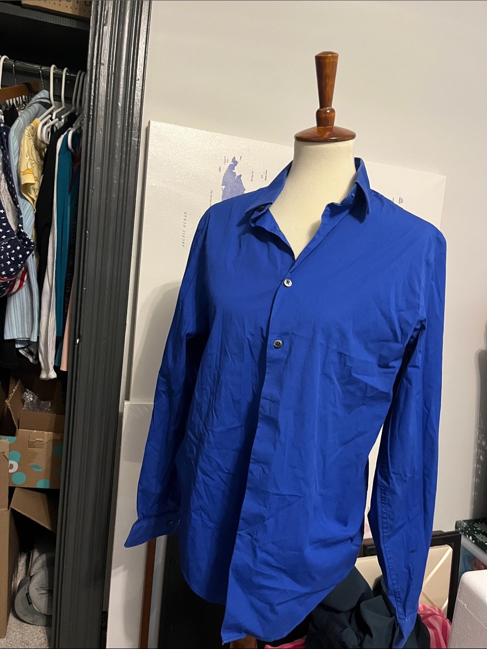 Express Men's Dress Shirt in Cobalt Blue